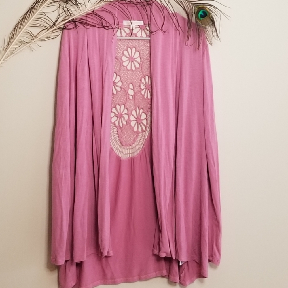 Sz 1x Pink Daisy Cut Cardigan